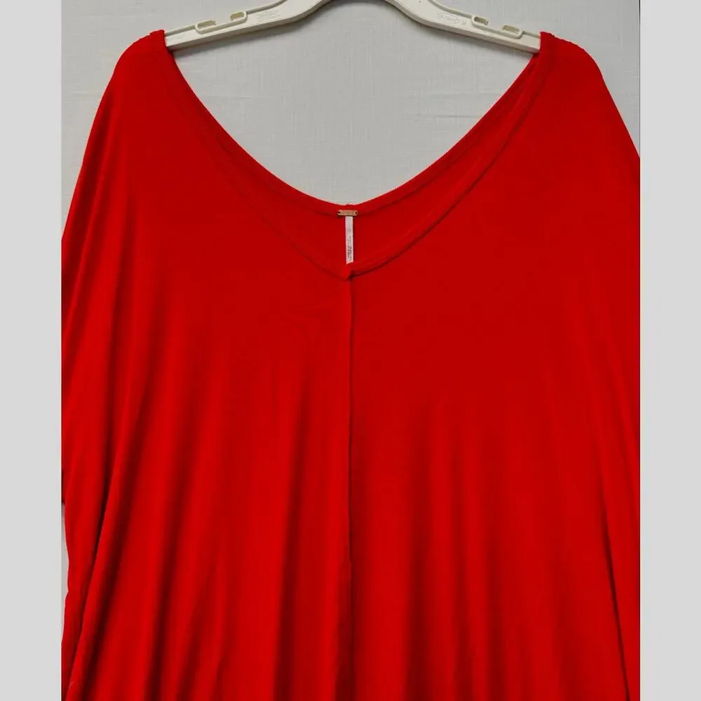 FREE PEOPLE Moonshine Tunic Long Sleeve Women's Size M Love Glare Red Orange